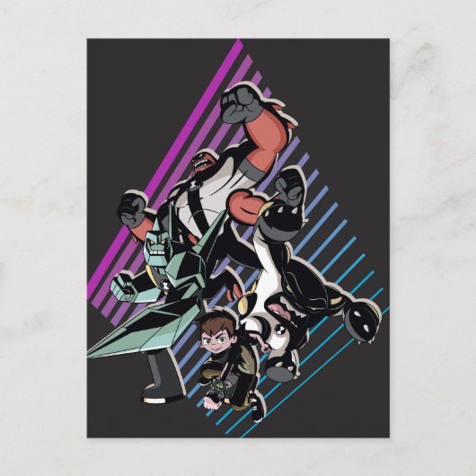 Ben 10 Retro Alien Group Graphic Einladungspostkarte (Vorderseite)