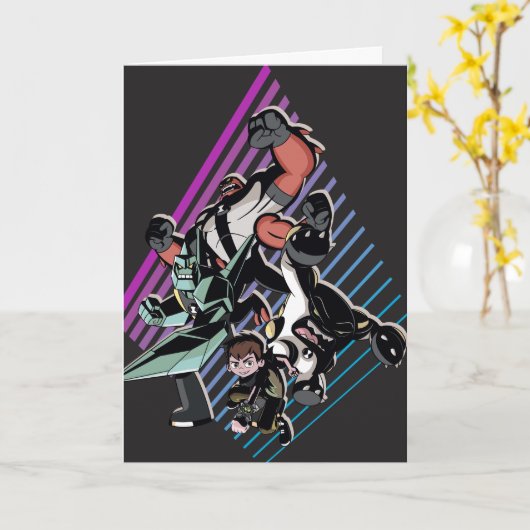 Ben 10 Retro Alien Group Graphic Karte (Gelbe Blume)