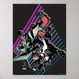 Ben 10 Retro Alien Group Graphic Poster