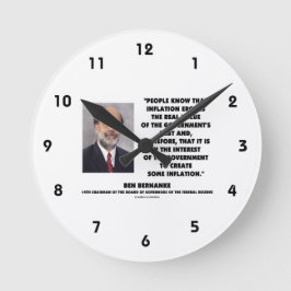 Ben Bernanke Inflation Erodes Real Value Govt Schu Runde Wanduhr