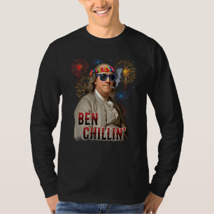 Ben Chillin' Stoner Ben Franklin am 4. Juli Feuerw T-Shirt