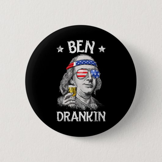 Ben Drankin 4. Juli Benjamin Franklin Men Amer Button (Vorderseite)