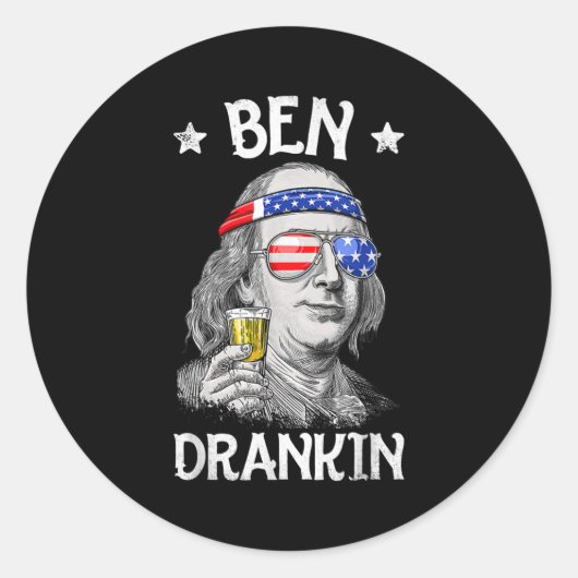 Ben Drankin 4. Juli Benjamin Franklin Men Runder Aufkleber (Vorderseite)