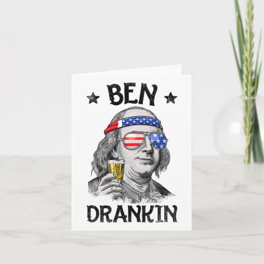 Ben Drankin 4. Juli Benjamin Franklin Men Wome Karte (Vorderseite)