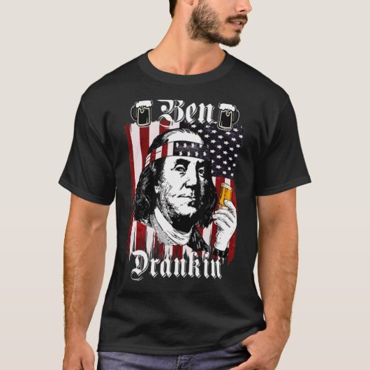 Ben Drankin 4. Juli Benjamin Franklin Usa Fla T-Shirt (Vorderseite)
