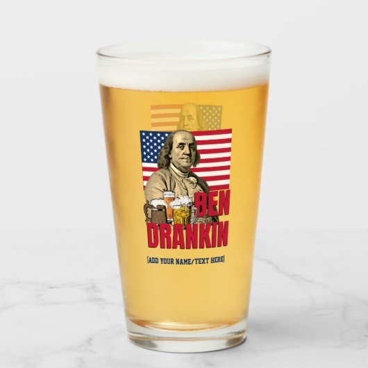 BEN DRANKIN 4. Juli Individuelle Name Glas (Vorne (Gefüllt))
