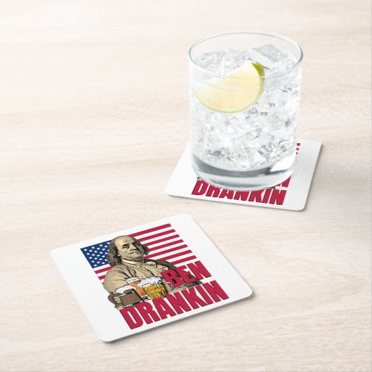 BEN DRANKIN 4. Juli Rechteckiger Pappuntersetzer (Vor Ort)