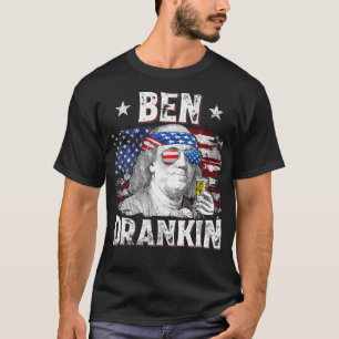 Ben Drankin 4. Juli US-Flagge Männer trinken Bier T-Shirt