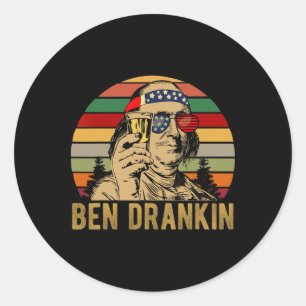 Ben Drankin 4. Juli Vintage-Amerikanische-Flagge-G Runder Aufkleber
