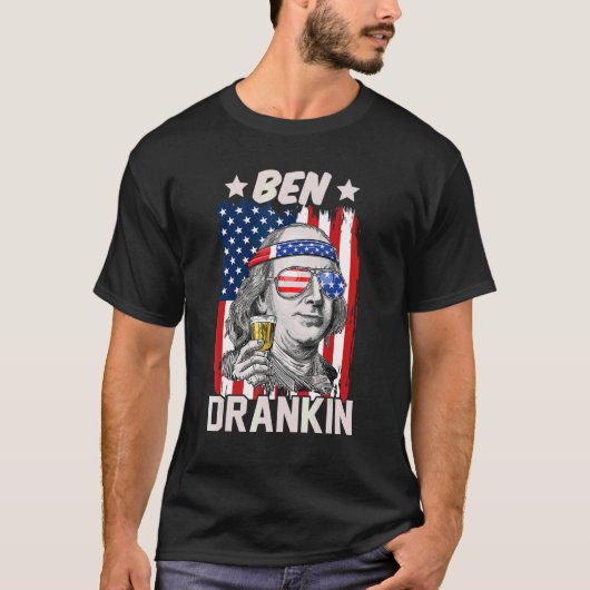 Ben Drankin Beer 4. Juli American Flag Patriot T-Shirt (Vorderseite)