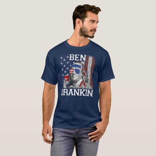 Ben Drankin Beer 4. Juli Funny Patriotic USA T-Shirt (Vorne ganz)