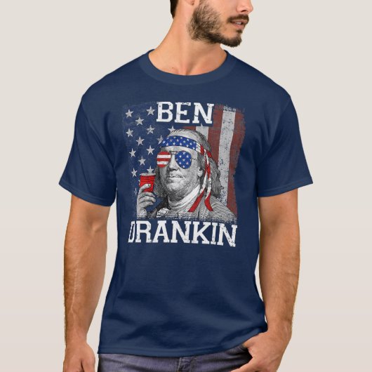 Ben Drankin Beer 4. Juli Funny Patriotic USA  T-Shirt (Vorderseite)