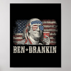 Ben Drankin Beer 4. Juli Vintage Fahne Funny Poster
