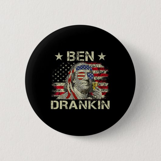 Ben Drankin Benjamin Franklin 4. Juli Lustiger Tri Button (Vorderseite)