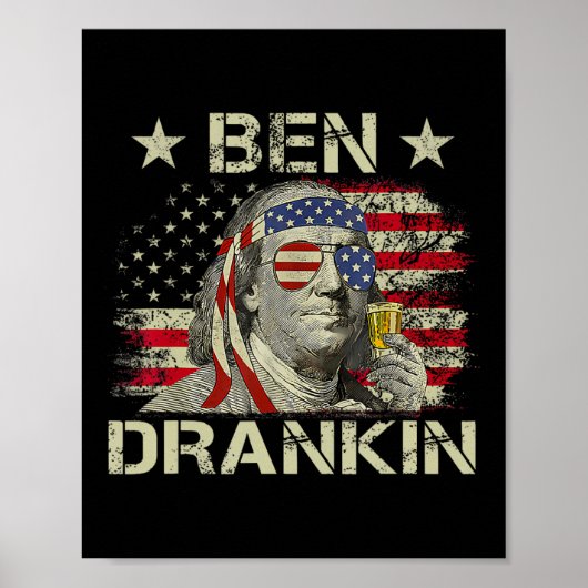 Ben Drankin Benjamin Franklin 4. Juli Lustiger Tri Poster (Vorne)