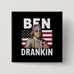 Ben Drankin Bier 4. Juli Vintage-Flagge Lustig Button