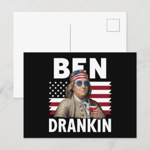 Ben Drankin Bier 4. Juli Vintage-Flagge Lustig Postkarte