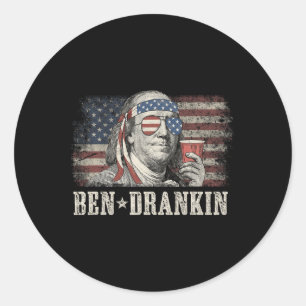 Ben Drankin Bier 4. Juli Vintage-Flagge Lustig Runder Aufkleber