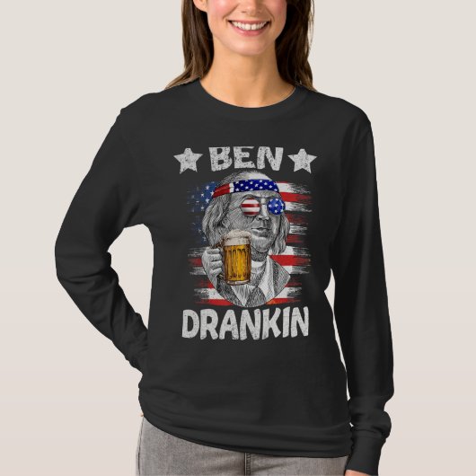 Ben Drankin Drinking Beer Benjamin Fra 4. Juli T-Shirt (Vorderseite)