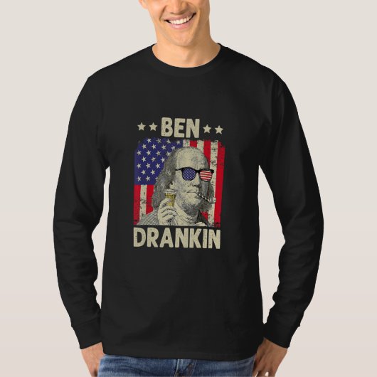 Ben Drankin Independence Day Drinks am 4. Juli T-Shirt (Vorderseite)