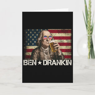 Ben Drankin Lustiges Bier 4. Juli Retro-USA-Flagge Karte
