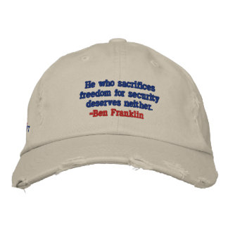 BEN FRANKLIN FREEDOM FOR SECURITY PATRIOT CAP BESTICKTE KAPPE