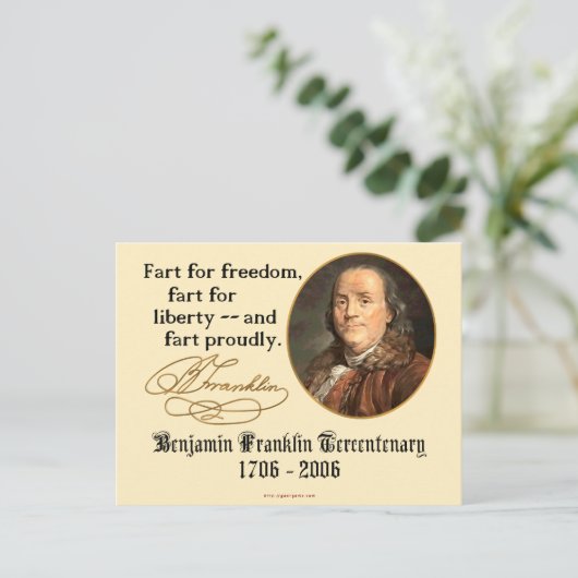 Ben Franklin - Furz stolz Postkarte (Stehend Vorderseite)