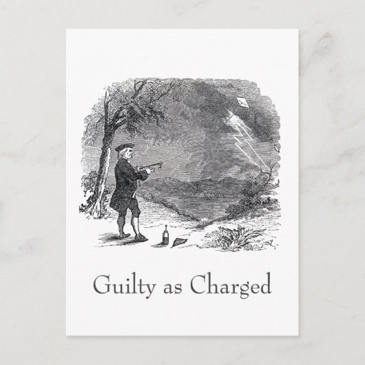 Ben Franklin Guilty als Anklage Postkarte (Vorderseite)