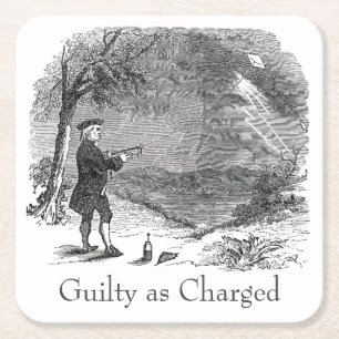 Ben Franklin Guilty als Anklage Rechteckiger Pappuntersetzer