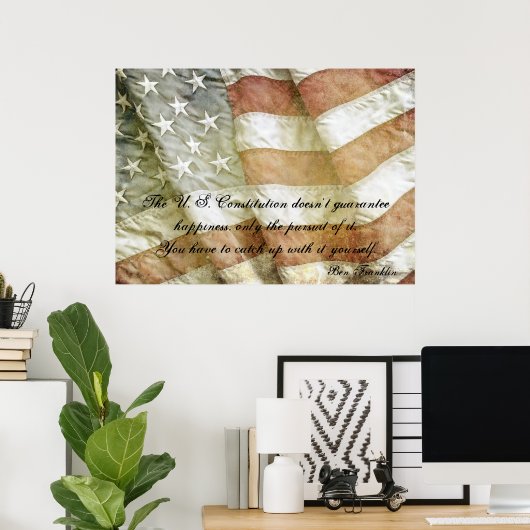 Ben Franklin Happiness Quote Poster (Heimbüro)