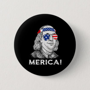 Ben Franklin Merica USA Boys Girls Kind Button