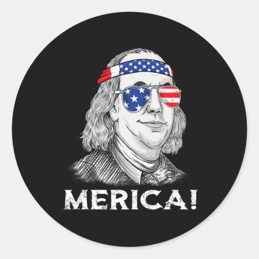 Ben Franklin Merica USA Boys Girls Kind Runder Aufkleber (Vorderseite)