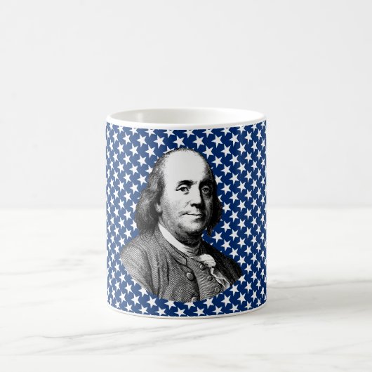 Ben Franklin mit Stern-Hintergrund Kaffeetasse (Mittel)