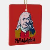 Ben Franklin, Philadelphia, fügt Text hinzu Keramikornament (Rechts)