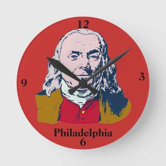 Ben Franklin, Philadelphia, Runde Wanduhr (Vorderseite)
