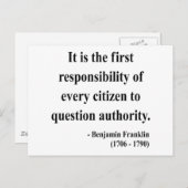 Ben Franklin Quote 3a Postkarte (Vorne/Hinten)