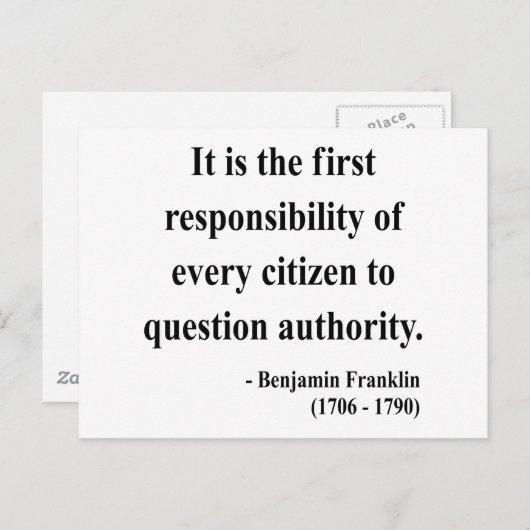 Ben Franklin Quote 3a Postkarte (Vorne/Hinten)