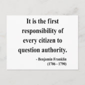 Ben Franklin Quote 3a Postkarte (Vorderseite)