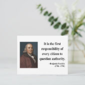 Ben Franklin Quote 3b Postkarte (Stehend Vorderseite)