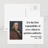 Ben Franklin Quote 3b Postkarte (Vorne/Hinten)