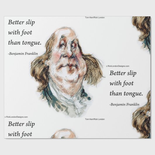 Ben Franklin & Quote Funny Caricature Geschenkpapier (Flach)