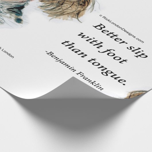 Ben Franklin & Quote Funny Caricature Geschenkpapier (Ecke)