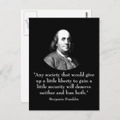 Ben Franklin und Quote Postkarte (Vorne/Hinten)