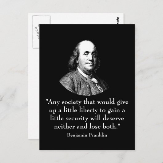 Ben Franklin und Quote Postkarte (Vorne/Hinten)