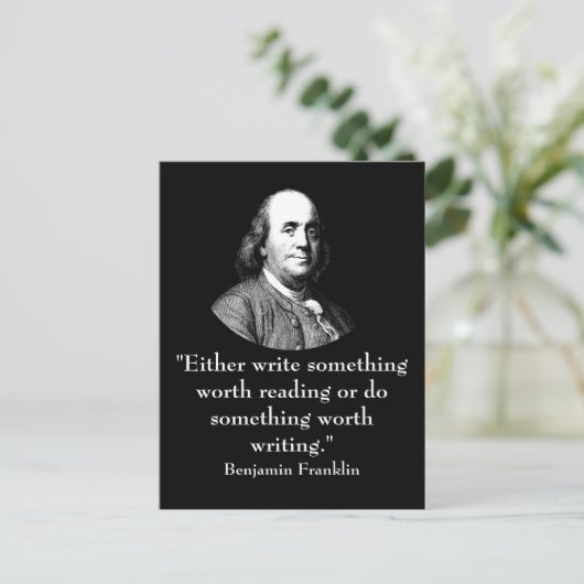 Ben Franklin und Quote Postkarte (Stehend Vorderseite)