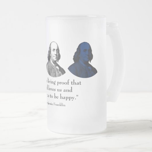 Ben Franklin und Zitat -- Rot, weiß und Blau Mattglas Bierglas (VorderseiteRechts)