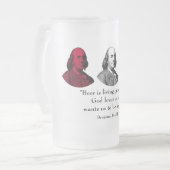 Ben Franklin und Zitat -- Rot, weiß und Blau Mattglas Bierglas (Vorderseite Links)