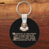 Ben Franklin Zitat: 2 Wölfe und ein gut bewaffnete Schlüsselanhänger (Vorderseite)