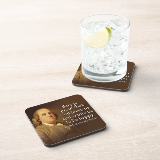 Ben Franklin Zitat über Bier Untersetzer (Rechte Seite)