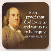 Ben Franklin Zitat über Bier Untersetzer (Vorderseite)
